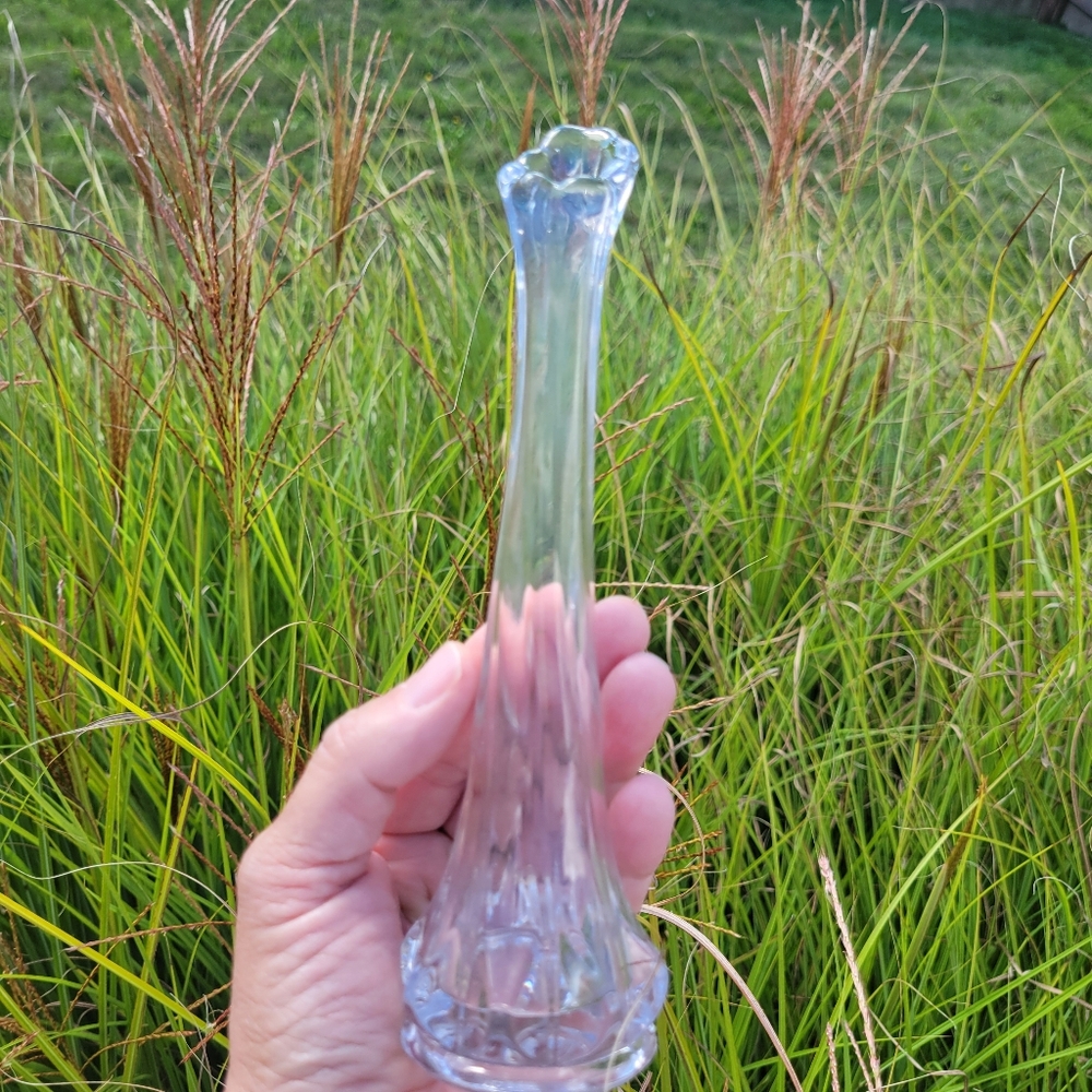 Swung Vase Vintage ~ Small Clear Glass ~ 1970s ~ FINAL PRICE! ~ See Notes - Picture 4 of 16